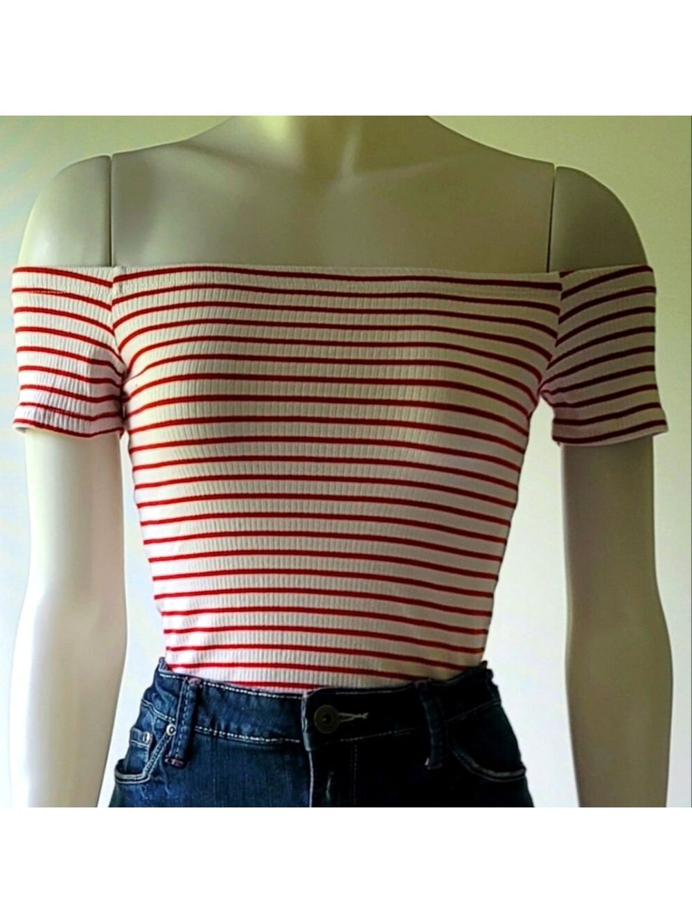 H&M Divided Basic Off The Shoulder Striped Top Size XS